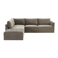 Valentina Taupe Velvet Modular LAF Sectional Sofa - Luxury Living Collection