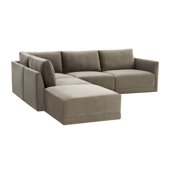 Valentina Taupe Velvet Modular LAF Sectional Sofa - Luxury Living Collection