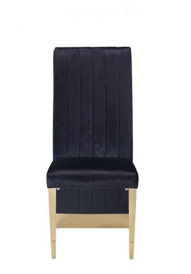 Connery Black Velvet and Gold Dining Chair (Set of 2)