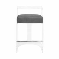 Humphry Grey Velvet Cushion Counter Stool