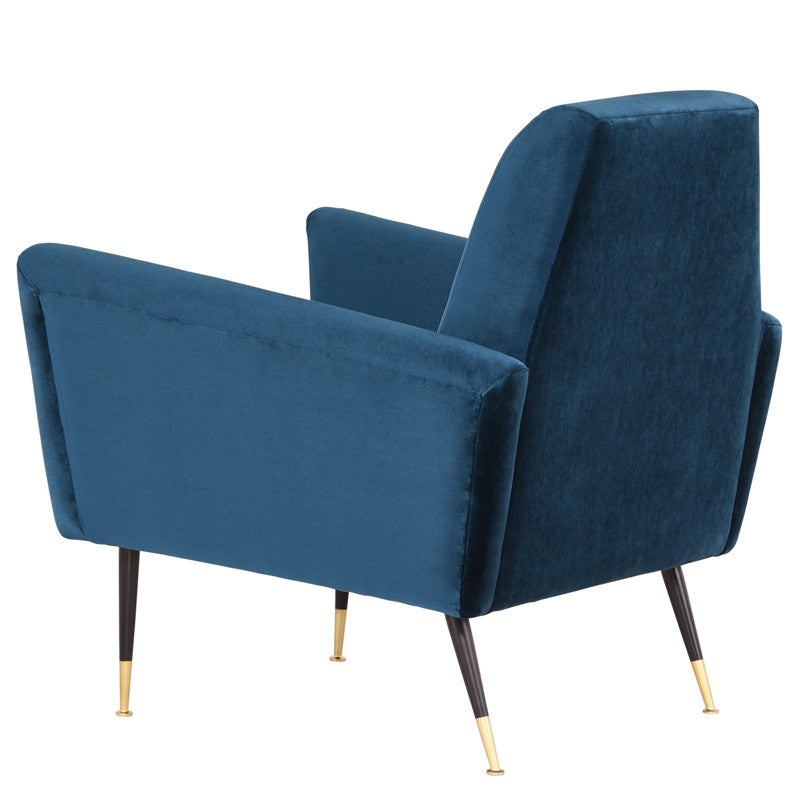 Juliet Midnight Blue Velour & Matte Black Accent Chair