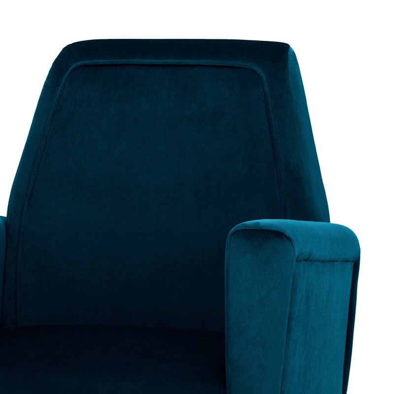 Juliet Midnight Blue Velour & Matte Black Accent Chair