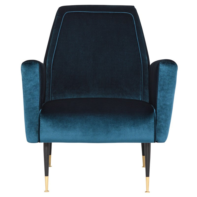 Juliet Midnight Blue Velour & Matte Black Accent Chair