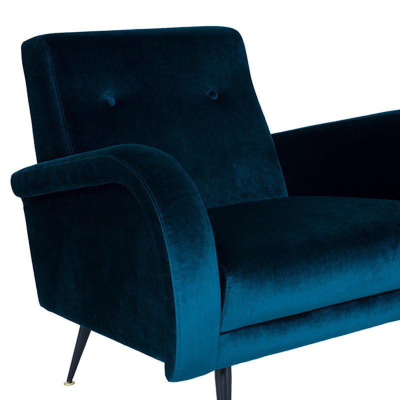 Donato Midnight Blue Velour and Matte Black Accent Chair