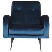 Donato Midnight Blue Velour and Matte Black Accent Chair