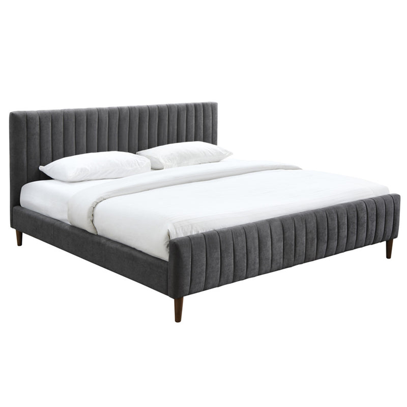 Haley Charcoal Fabric Modern Platform Bed