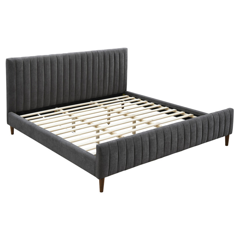 Haley Charcoal Fabric Modern Platform Bed