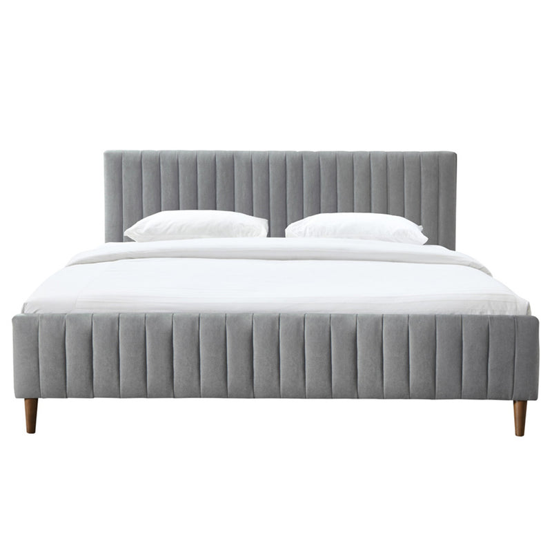Haley Light Grey Fabric Modern Platform Bed