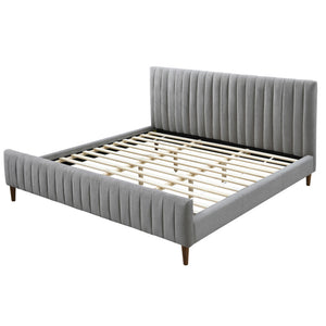 Haley Light Grey Fabric Modern Platform Bed