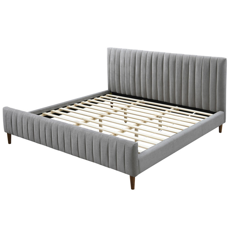Haley Light Grey Fabric Modern Platform Bed