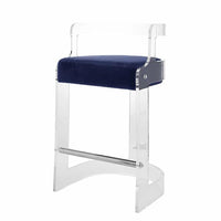 Humphry Midnight Blue Velvet Cushion Counter Stool