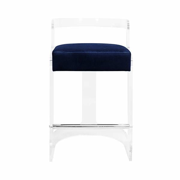 Humphry Midnight Blue Velvet Cushion Counter Stool