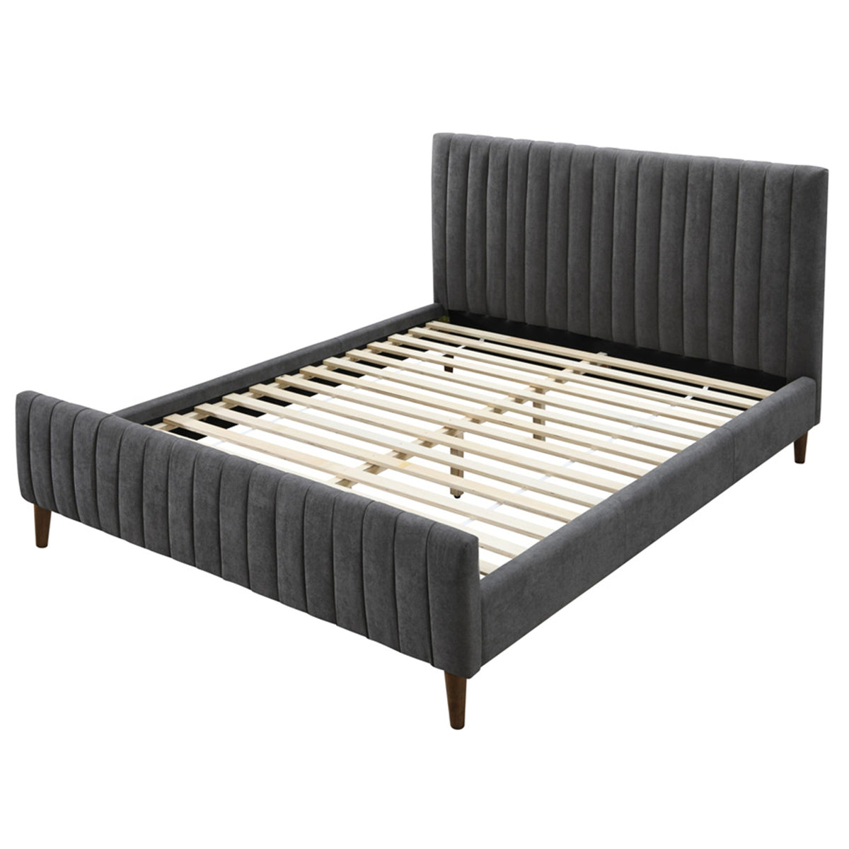 Haley Charcoal Fabric Modern Platform Bed