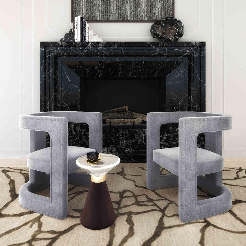 Harmony Glass Top and Velvet Side Table - Luxury Living Collection