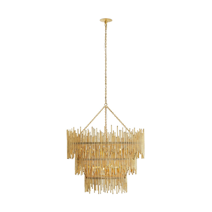 Hensley 35" Three Tiered Gold Leaf Chandelier