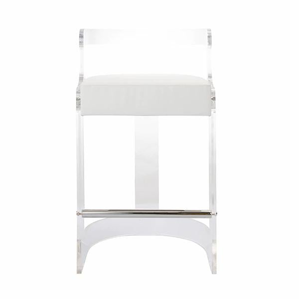 Humphry White Vinyl Cushion Counter Stool