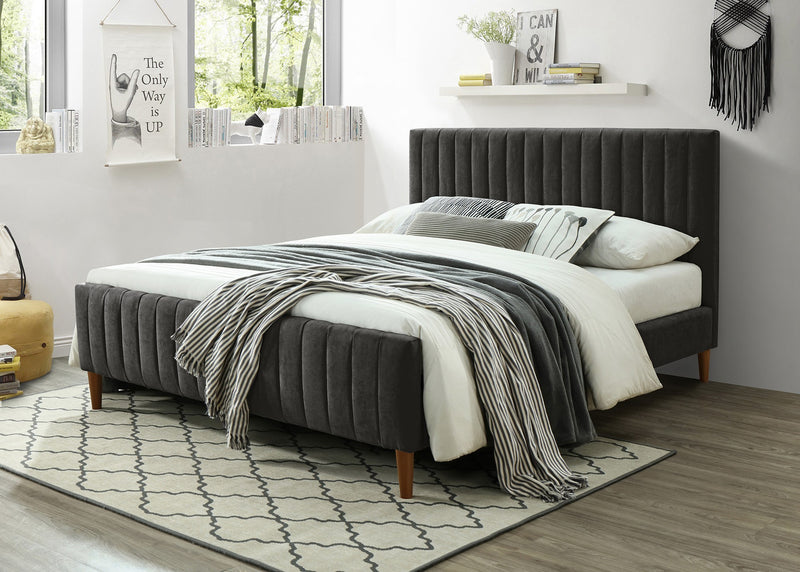 Haley Charcoal Fabric Modern Platform Bed