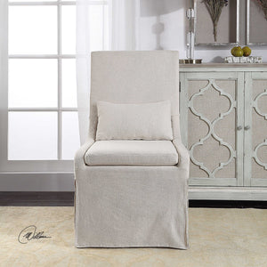 Hazel Armless Off White Linen Chair