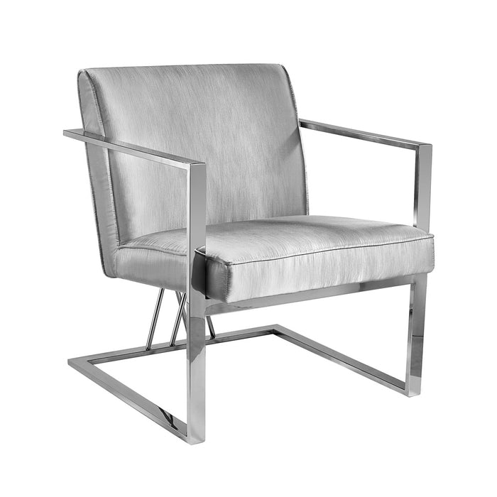 Mercer Silver Satin Accent Chair