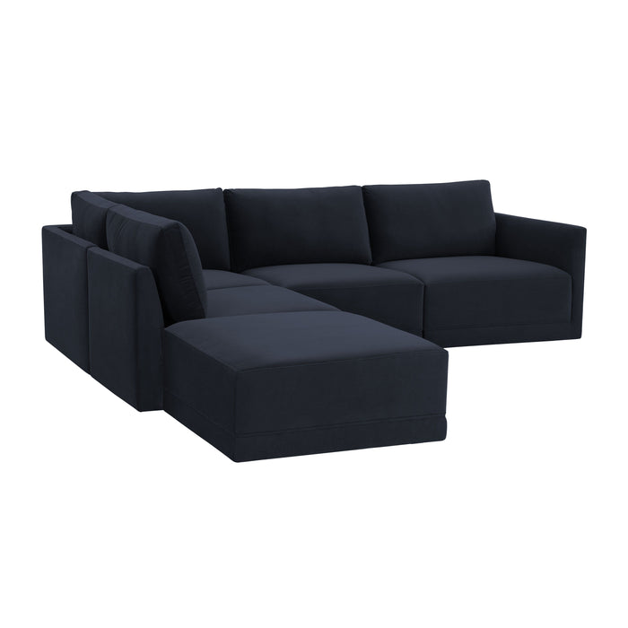Valentina Navy Velvet Modular LAF Sectional Sofa - Luxury Living Collection