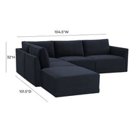 Valentina Navy Velvet Modular LAF Sectional Sofa - Luxury Living Collection