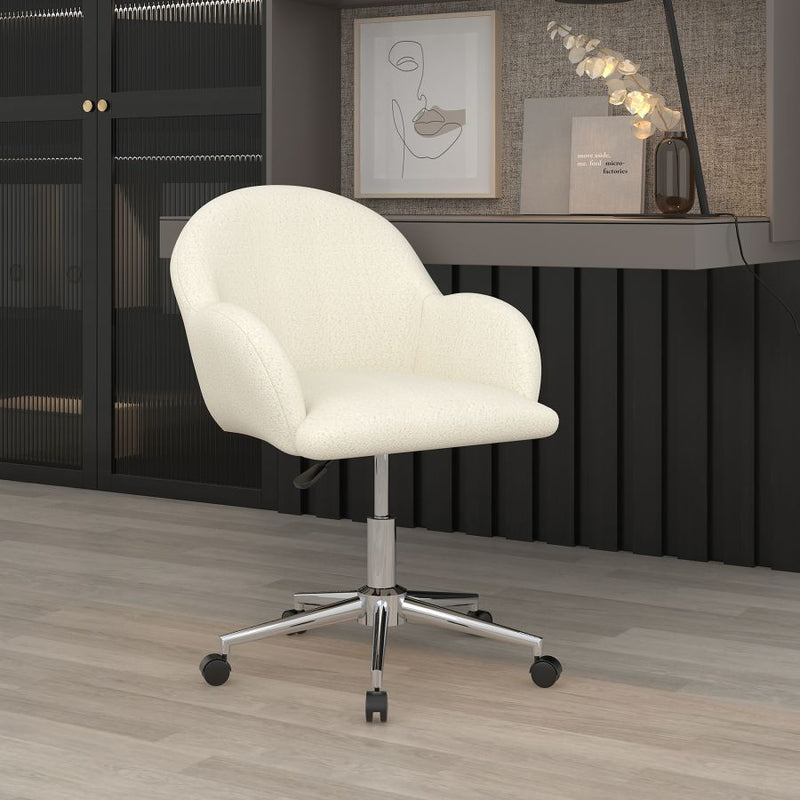 Alisha Ivory Boucle Office Chair