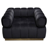 Viveca Low Profile Chair in Black Velvet w/ Brushed Gold Base - Luxury Living Collection