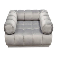 Viveca Low Profile Chair in Platinum Grey Velvet w/ Brushed Silver Base - Luxury Living Collection