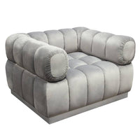 Viveca Low Profile Chair in Platinum Grey Velvet w/ Brushed Silver Base - Luxury Living Collection
