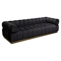 Viveca Low Profile Sofa in Black Velvet w/ Brushed Gold Base - Luxury Living Collection