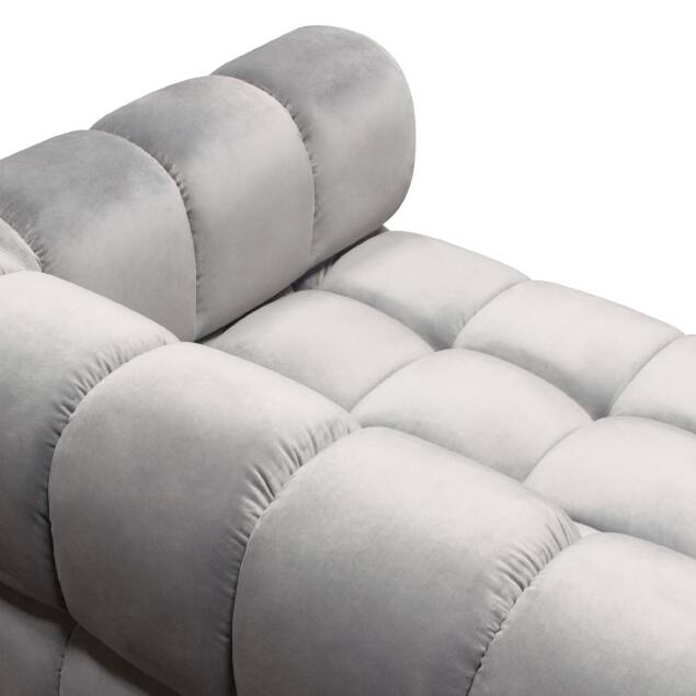 Viveca Low Profile Sofa in Platinum Grey Velvet w/ Brushed Silver Base - Luxury Living Collection