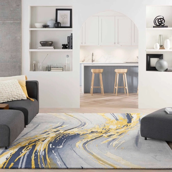 Vivid Grey/Gold Area Rug - Elegance Collection