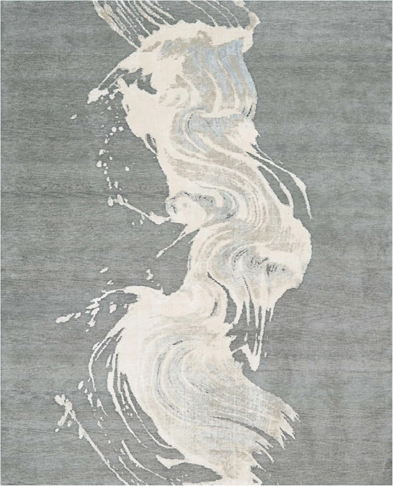 Tillie Grey Wool & Silk Area Rug - Elegance Collection