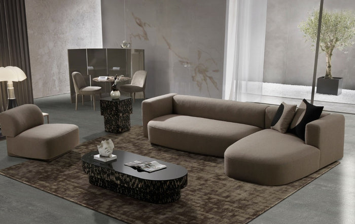 Maison Modern RAF L-Shaped Brown Fabric Sectional Sofa