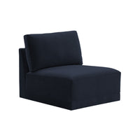 Valentina Navy Velvet Modular Armless Seat - Luxury Living Collection