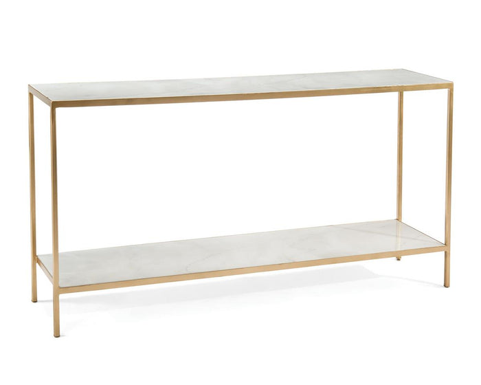 Adelia New Orleans White Sofa Table with Shelf - Luxury Living Collection