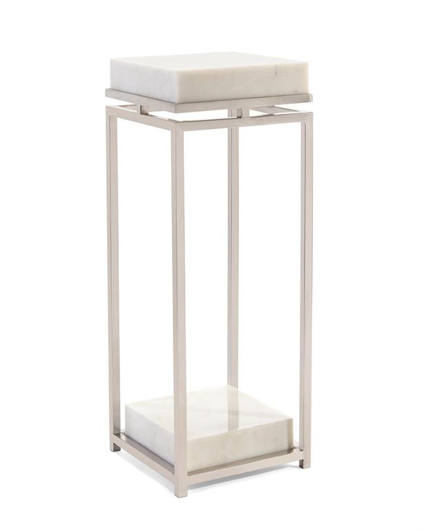 Neave Elegant Stainless Steel and Marble Pedestal - Luxury Living Collection
