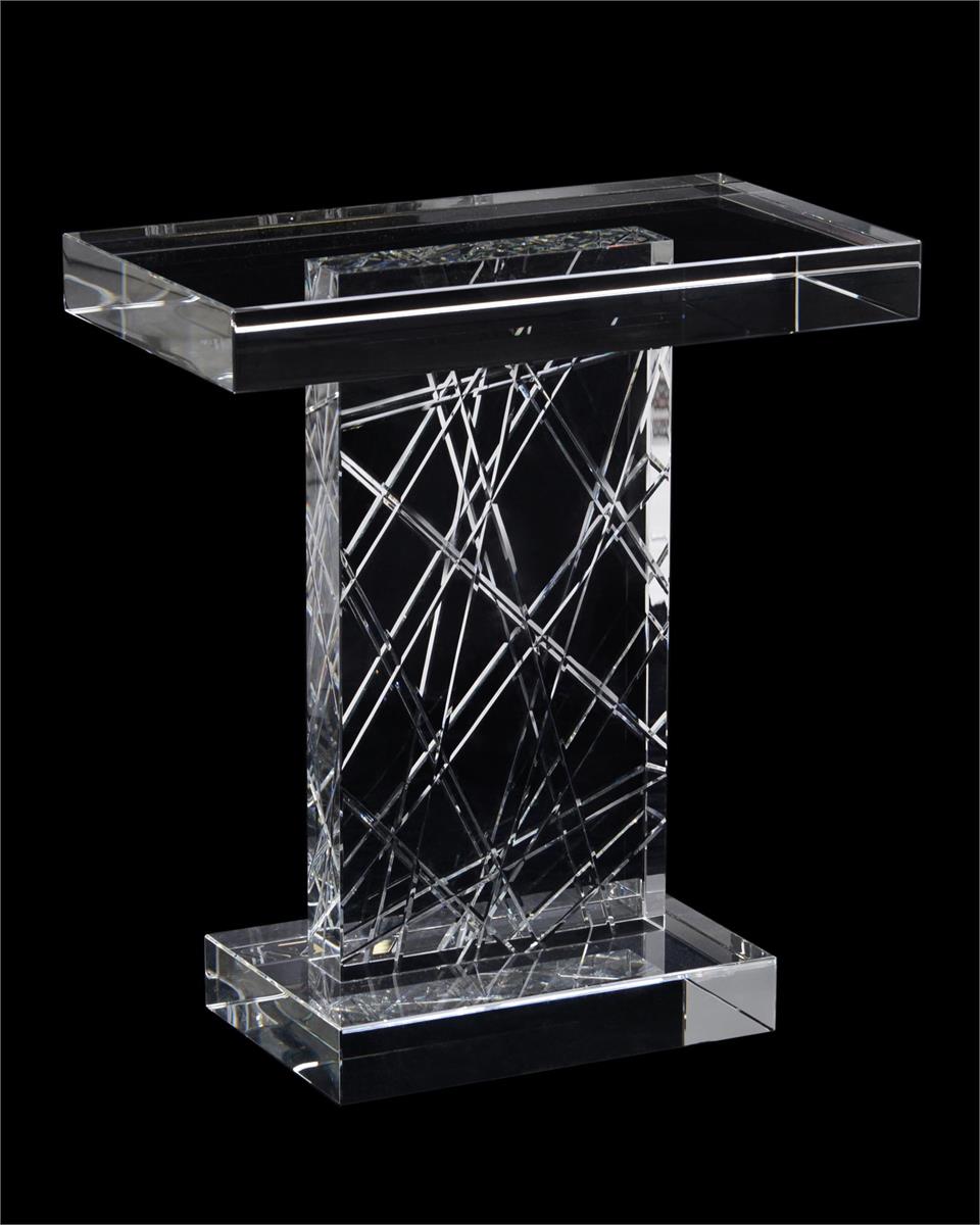 Brigitta Crystal Etched Accent Table - Luxury Living Collection