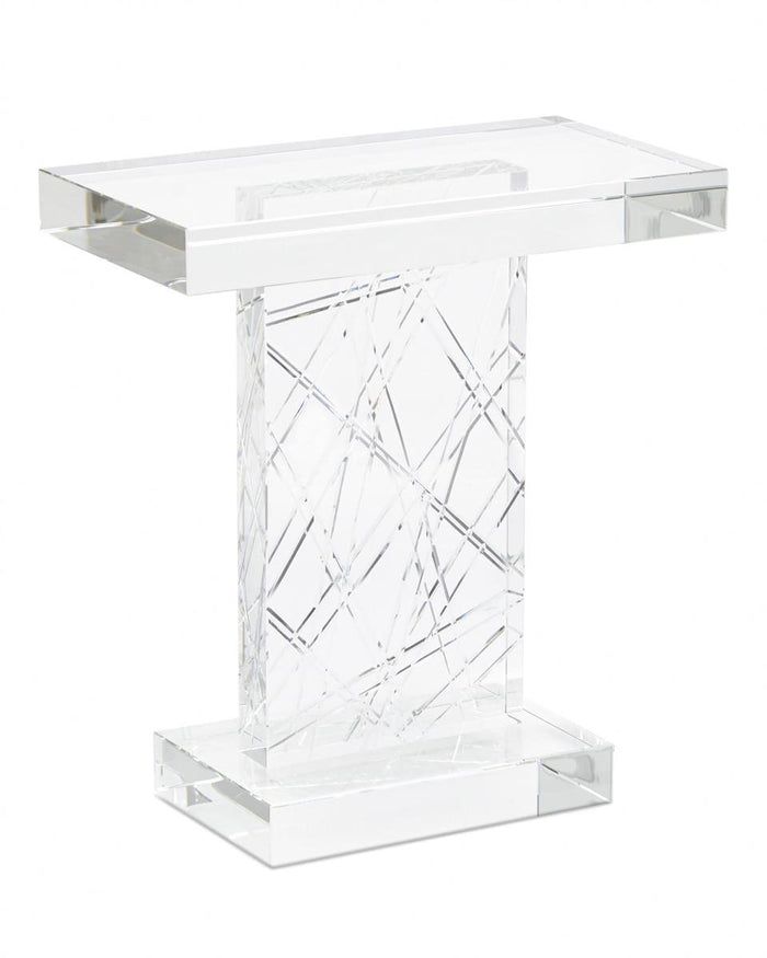 Brigitta Crystal Etched Accent Table - Luxury Living Collection