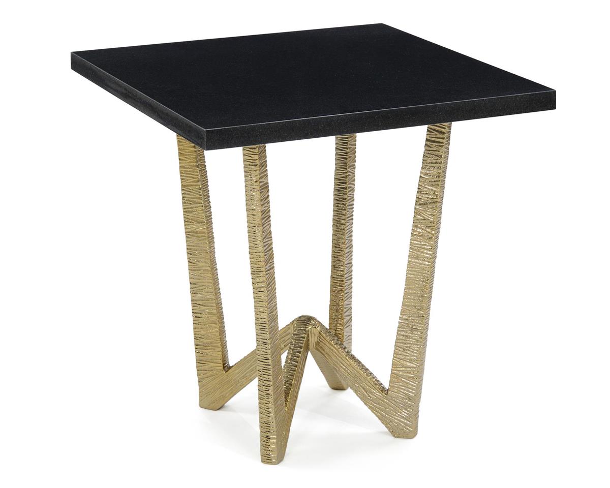 Malissa End Table in Brass With Granite Top - Luxury Living Collection