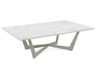 Malissa Cocktail Table in Nickel With Marble Top - Luxury Living Collection