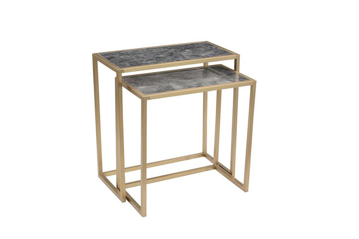 Martedi Marble And Coffee Bronze Nesting Tables (Set of Two) - Luxury Living Collection