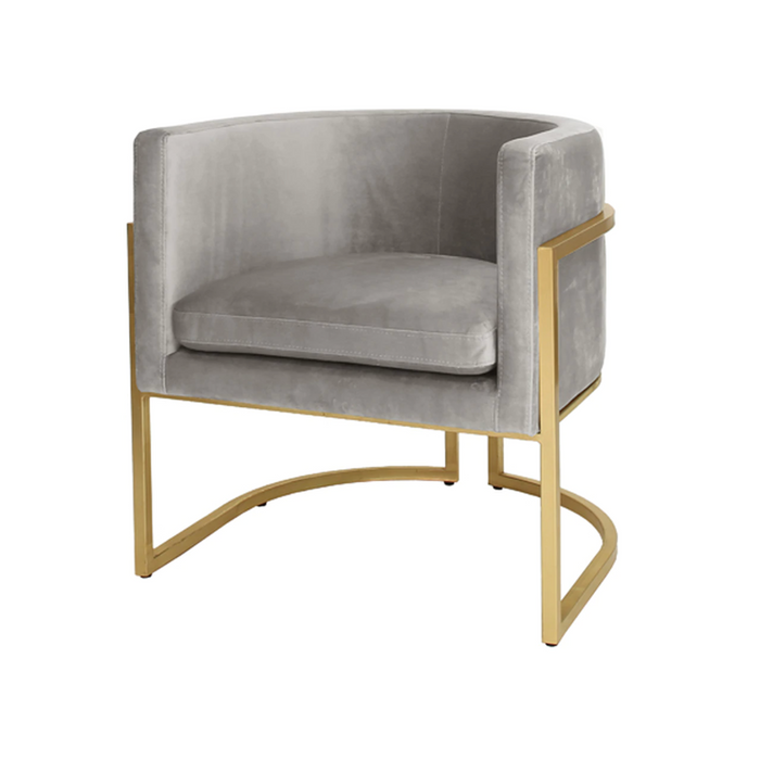 Julia Grey Velvet with Gold Leaf Frame Chair