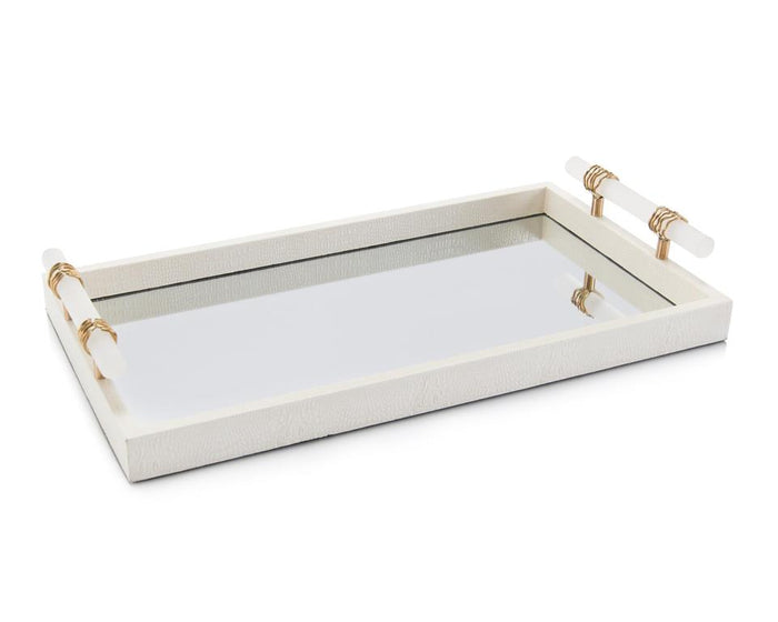 Alannis Mirrored Tray with Alabaster Handles - Luxury Living Collection