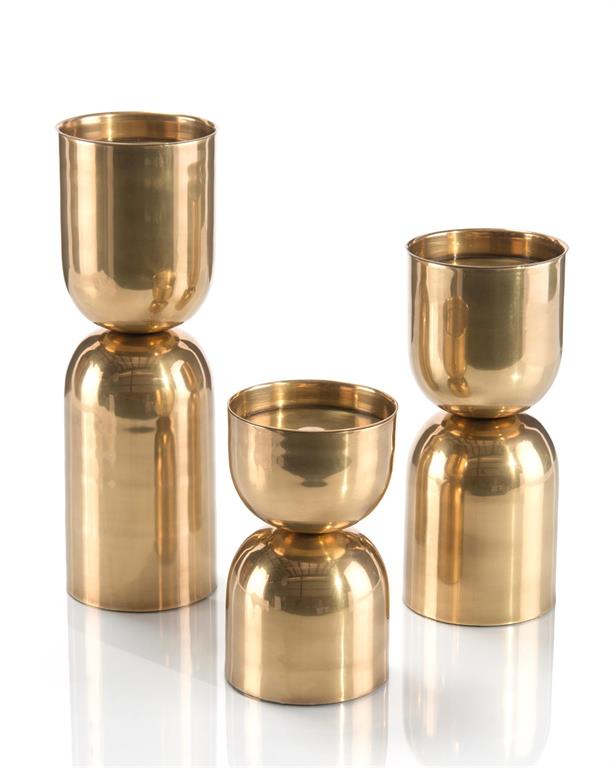 Euginie Antique Brass Candleholders (Set of Three) - Luxury Living Collection