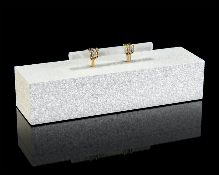 Nicola White Box with Alabaster Handle - Luxury Living Collection