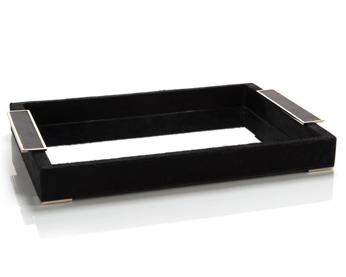 Narissa Black Leather and Mirror Tray - Luxury Living Collection