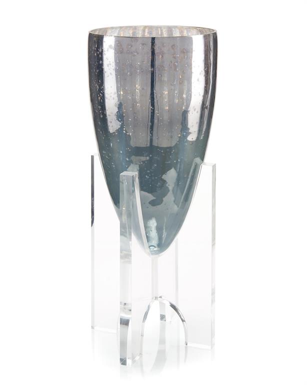 Henning Deep Blue Vase on Acrylic Stand - Luxury Living Collection