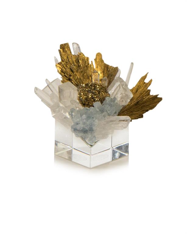 Lorene Stone Cluster in Clear, Yellow Quartz, and Gold - Luxury Living Collection