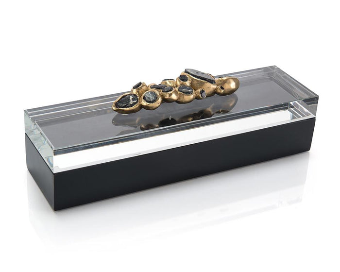 Johanne Soft Black Enamel Encased Agate Box - Luxury Living Collection